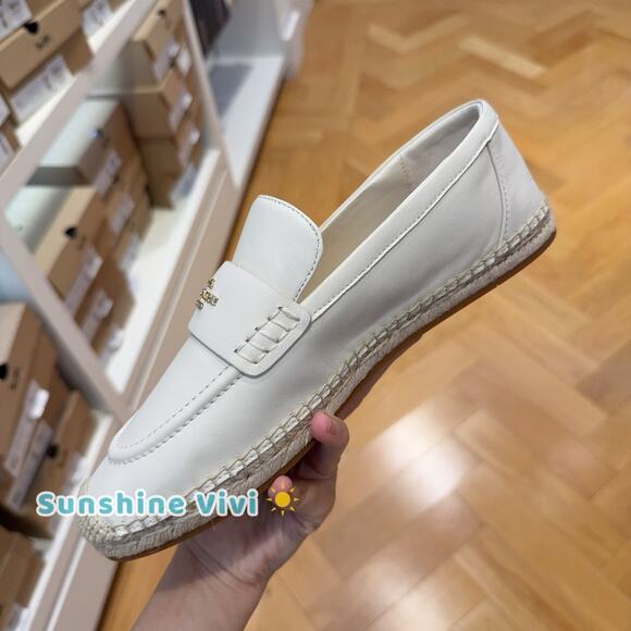 NEW Coach Leather Loafer Espadrille Shoes Women's CAP49 Chalk US 5.5 - Picture 3 of 10